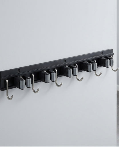 Auwork Aluminum Mop and Broom Holder with 5 Grips and 6 Hooks 42 cm - Lifestyle view
