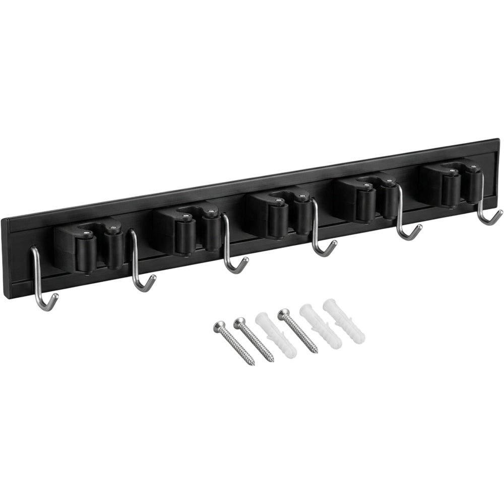 Auwork Aluminum Mop and Broom Holder with 5 Grips and 6 Hooks 42 cm - Product view