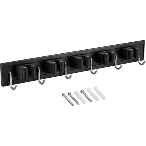 Auwork Aluminum Mop and Broom Holder with 5 Grips and 6 Hooks 42 cm - Product view