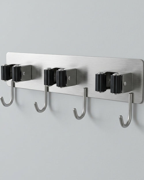 Auwork Stainless Steel Cleaning Tool Holder with 3 Grips and 4 Hooks 32 cm - Lifestyle view