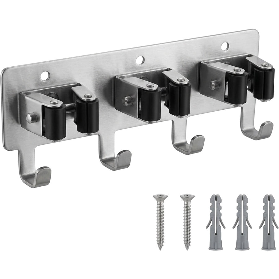 Auwork Stainless Steel Cleaning Tool Holder with 3 Grips and 4 Hooks 32 cm