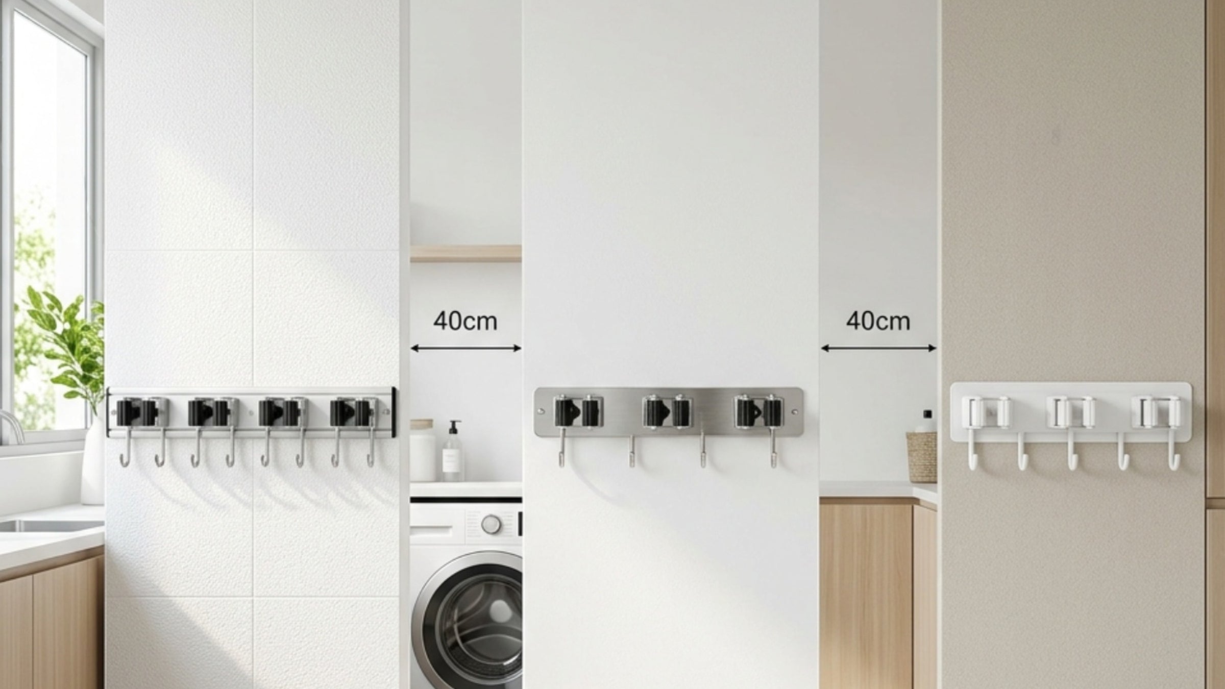 Auwork Wall-Mounted Mop and Broom Holders